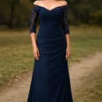 Elegant blue evening gown for a formal event