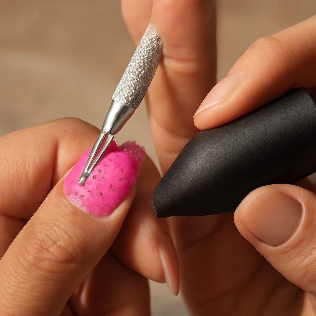 Glossy white gel nails with neat cuticles