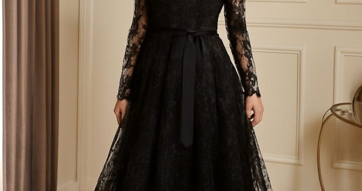 Affordable full-length formal gown with elegant sleeves