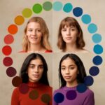 Light summer color palette swatches across clothing, makeup, and metals