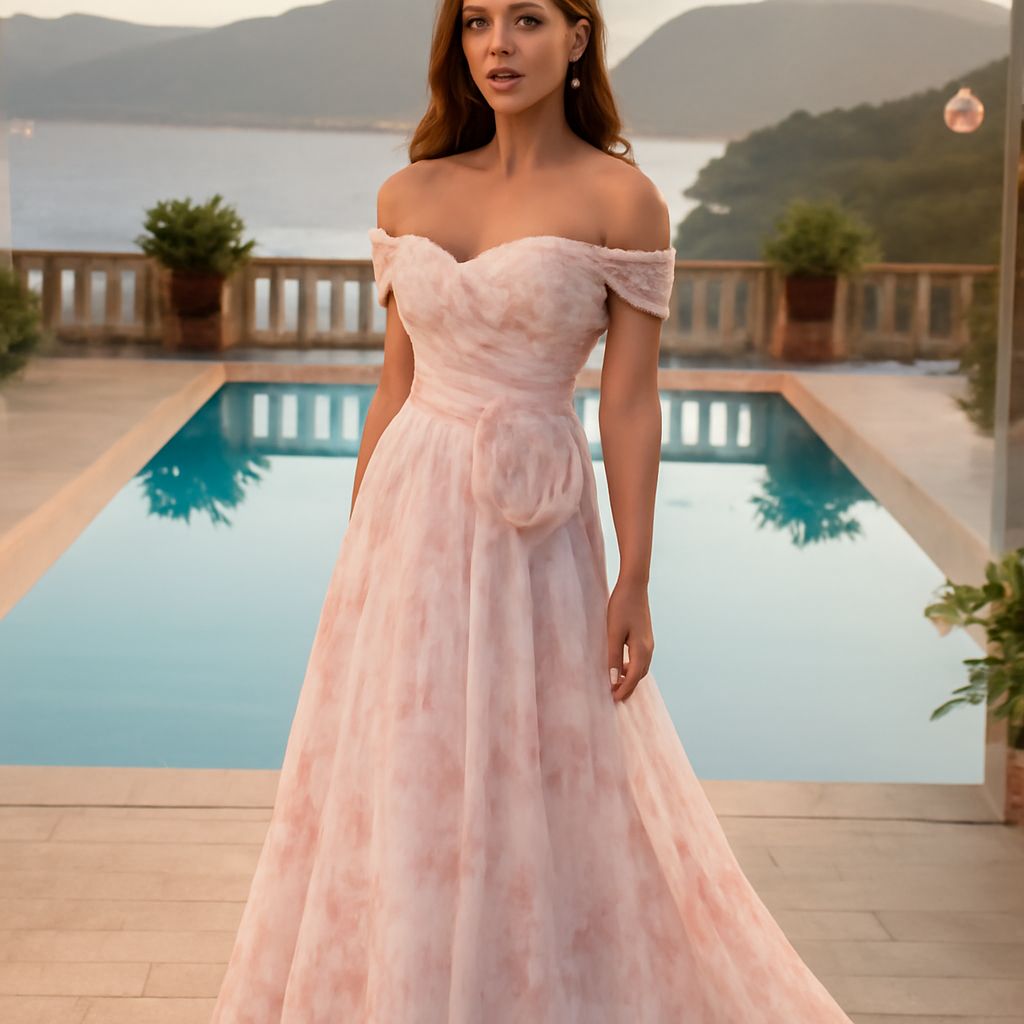 Petite wearer in a long evening gown at a formal event