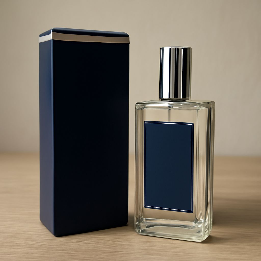 Marshmallow and patchouli fragrance bottles beside scent quiz notes
