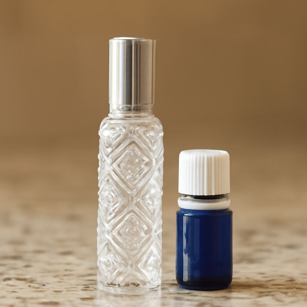 Perfume body oil with essential oils and carrier oil