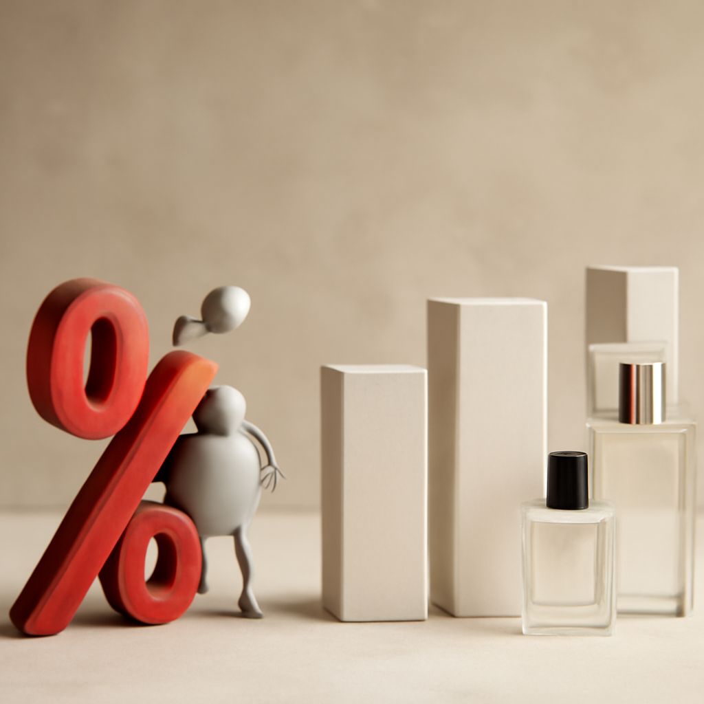 Perfume tester strips and a woody fragrance bottle