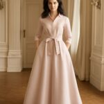 Sophisticated semi-formal dress for a mother of the bride at a wedding