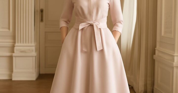 Sophisticated semi-formal dress for a mother of the bride at a wedding