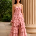 Various prom dresses displayed on websites