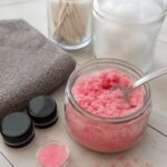 Ingredients for making a DIY lip scrub