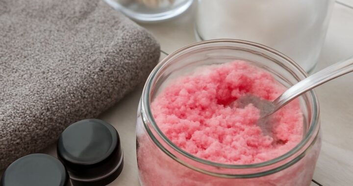 Ingredients for making a DIY lip scrub