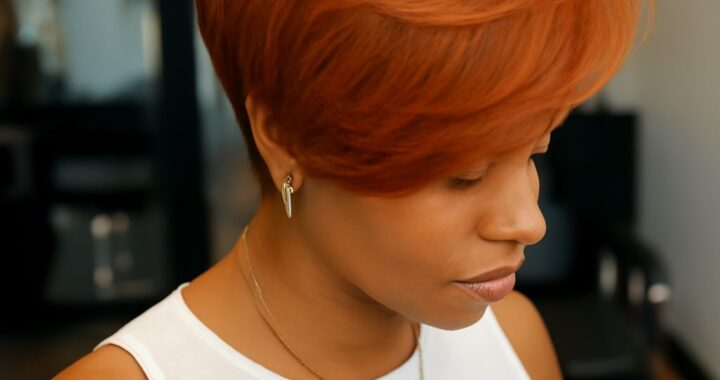 Woman with a trendy short hairstyle