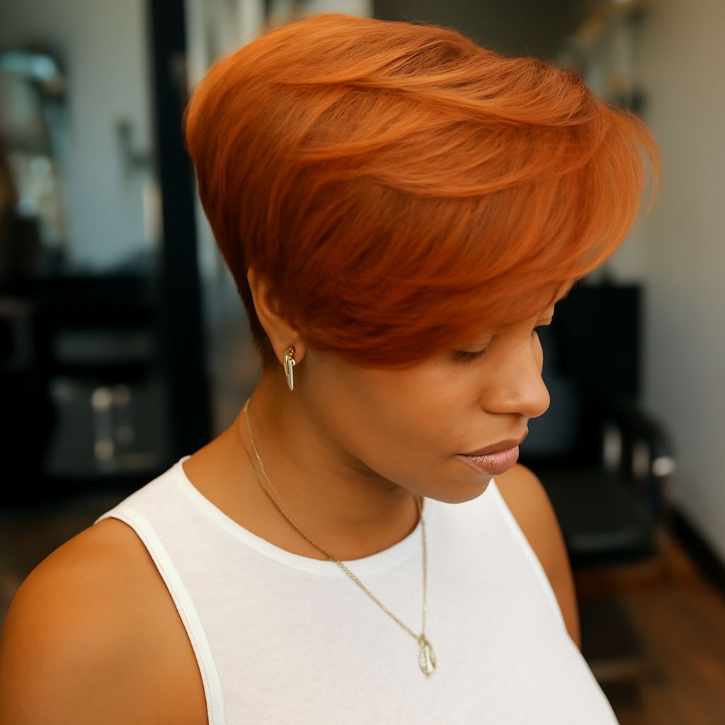 Woman with a trendy short hairstyle