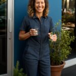 Variety of women's coveralls in different styles and colors